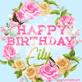 Beautiful Birthday Flowers Card for Eily with Animated Butterflies