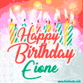 Happy Birthday GIF for Eione with Birthday Cake and Lit Candles