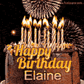 Chocolate Happy Birthday Cake for Elaine (GIF)