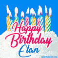 Happy Birthday GIF for Elan with Birthday Cake and Lit Candles