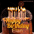 Chocolate Happy Birthday Cake for Elan (GIF)