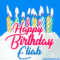 Happy Birthday GIF for Eliab with Birthday Cake and Lit Candles