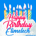 Happy Birthday GIF for Elimelech with Birthday Cake and Lit Candles