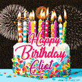 Amazing Animated GIF Image for Eliot with Birthday Cake and Fireworks