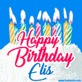 Happy Birthday GIF for Elis with Birthday Cake and Lit Candles