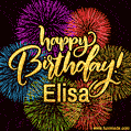 Happy Birthday, Elisa! Celebrate with joy, colorful fireworks, and unforgettable moments. Cheers!