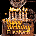 Chocolate Happy Birthday Cake for Elisabeth (GIF)