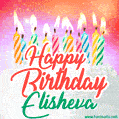 Happy Birthday GIF for Elisheva with Birthday Cake and Lit Candles