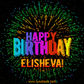 New Bursting with Colors Happy Birthday Elisheva GIF and Video with Music