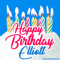 Happy Birthday GIF for Elliott with Birthday Cake and Lit Candles