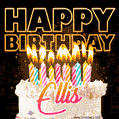 Ellis - Animated Happy Birthday Cake GIF for WhatsApp