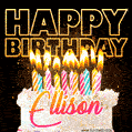 Ellison - Animated Happy Birthday Cake GIF for WhatsApp