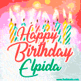 Happy Birthday GIF for Elpida with Birthday Cake and Lit Candles