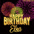 Wishing You A Happy Birthday, Elsa! Best fireworks GIF animated greeting card.