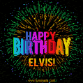 New Bursting with Colors Happy Birthday Elvis GIF and Video with Music