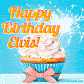 Happy Birthday, Elvis! Elegant cupcake with a sparkler.