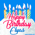 Happy Birthday GIF for Elyas with Birthday Cake and Lit Candles