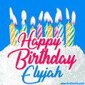 Happy Birthday GIF for Elyjah with Birthday Cake and Lit Candles