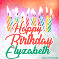 Happy Birthday GIF for Elyzabeth with Birthday Cake and Lit Candles