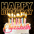 Elyzabeth - Animated Happy Birthday Cake GIF Image for WhatsApp
