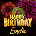 Wishing You A Happy Birthday, Emelin! Best fireworks GIF animated greeting card.