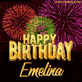 Wishing You A Happy Birthday, Emelina! Best fireworks GIF animated greeting card.