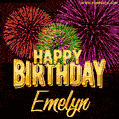Wishing You A Happy Birthday, Emelyn! Best fireworks GIF animated greeting card.