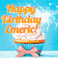 Happy Birthday, Emeric! Elegant cupcake with a sparkler.