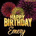 Wishing You A Happy Birthday, Emery! Best fireworks GIF animated greeting card.