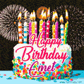 Amazing Animated GIF Image for Emet with Birthday Cake and Fireworks