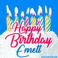 Happy Birthday GIF for Emett with Birthday Cake and Lit Candles