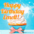 Happy Birthday, Emett! Elegant cupcake with a sparkler.