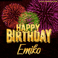 Wishing You A Happy Birthday, Emiko! Best fireworks GIF animated greeting card.