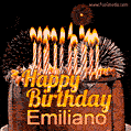 Chocolate Happy Birthday Cake for Emiliano (GIF)