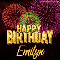 Wishing You A Happy Birthday, Emilyn! Best fireworks GIF animated greeting card.