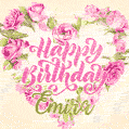 Pink rose heart shaped bouquet - Happy Birthday Card for Emira