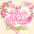 Pink rose heart shaped bouquet - Happy Birthday Card for Emmarie