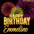Wishing You A Happy Birthday, Emmeline! Best fireworks GIF animated greeting card.