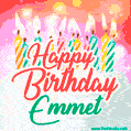 Happy Birthday GIF for Emmet with Birthday Cake and Lit Candles