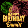 Wishing You A Happy Birthday, Emmitt! Best fireworks GIF animated greeting card.