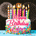 Amazing Animated GIF Image for Emre with Birthday Cake and Fireworks
