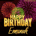 Wishing You A Happy Birthday, Emunah! Best fireworks GIF animated greeting card.