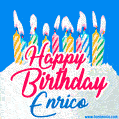 Happy Birthday GIF for Enrico with Birthday Cake and Lit Candles
