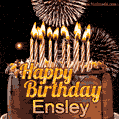 Chocolate Happy Birthday Cake for Ensley (GIF)