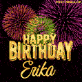 Wishing You A Happy Birthday, Erika! Best fireworks GIF animated greeting card.