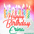Happy Birthday GIF for Erina with Birthday Cake and Lit Candles