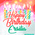 Happy Birthday GIF for Ersilia with Birthday Cake and Lit Candles