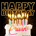Erwin - Animated Happy Birthday Cake GIF for WhatsApp