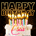 Esai - Animated Happy Birthday Cake GIF for WhatsApp