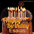 Chocolate Happy Birthday Cake for Esaias (GIF)